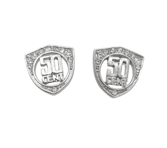 50 cent earrings with white stones