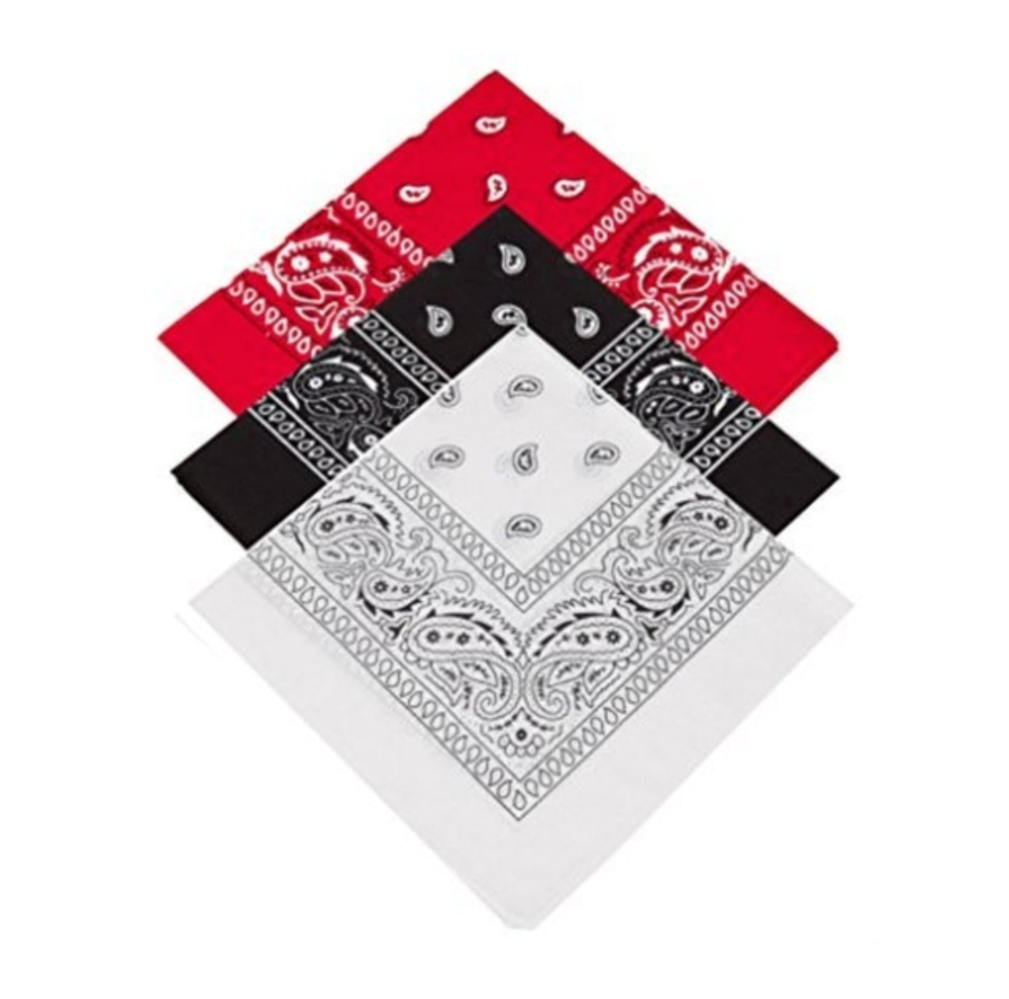 Bandana Paisley 3-pack Red, black and white