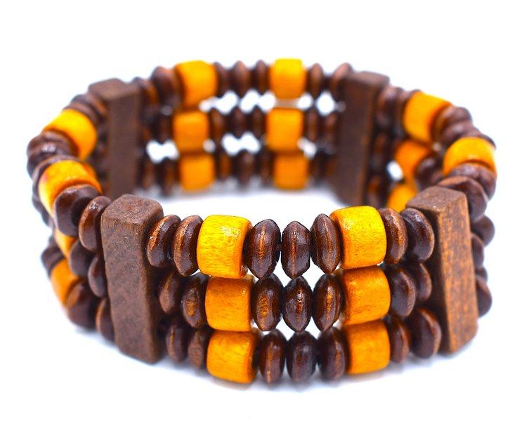 Brown Pearl bracelet triple - Elastic