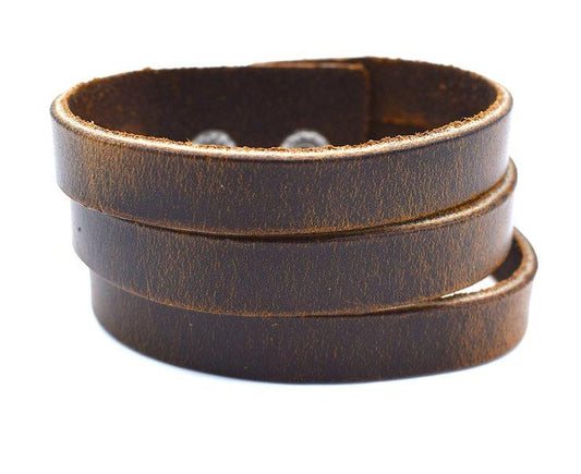 Brown cut leather bracelet