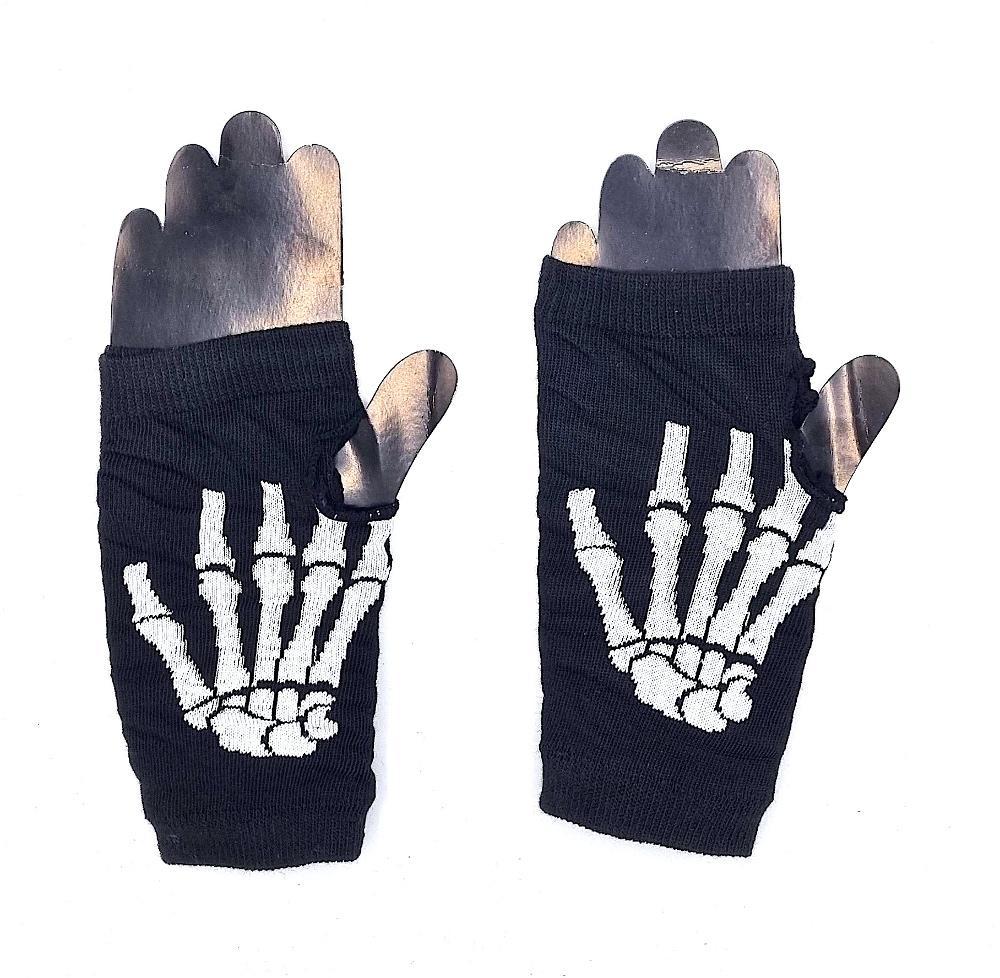 Fingerless mittens skeleton