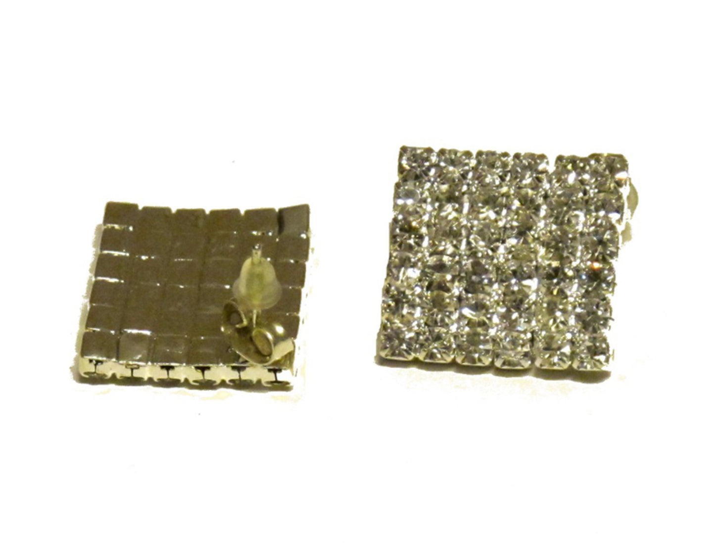 Square earrings with white stones