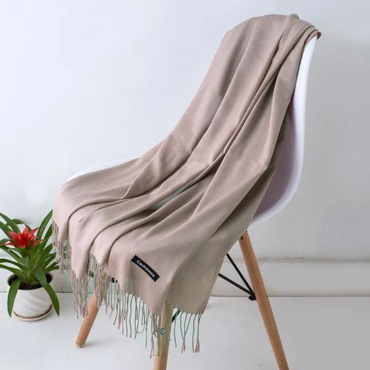 Grey/Beige - Imitation cashmere shawl