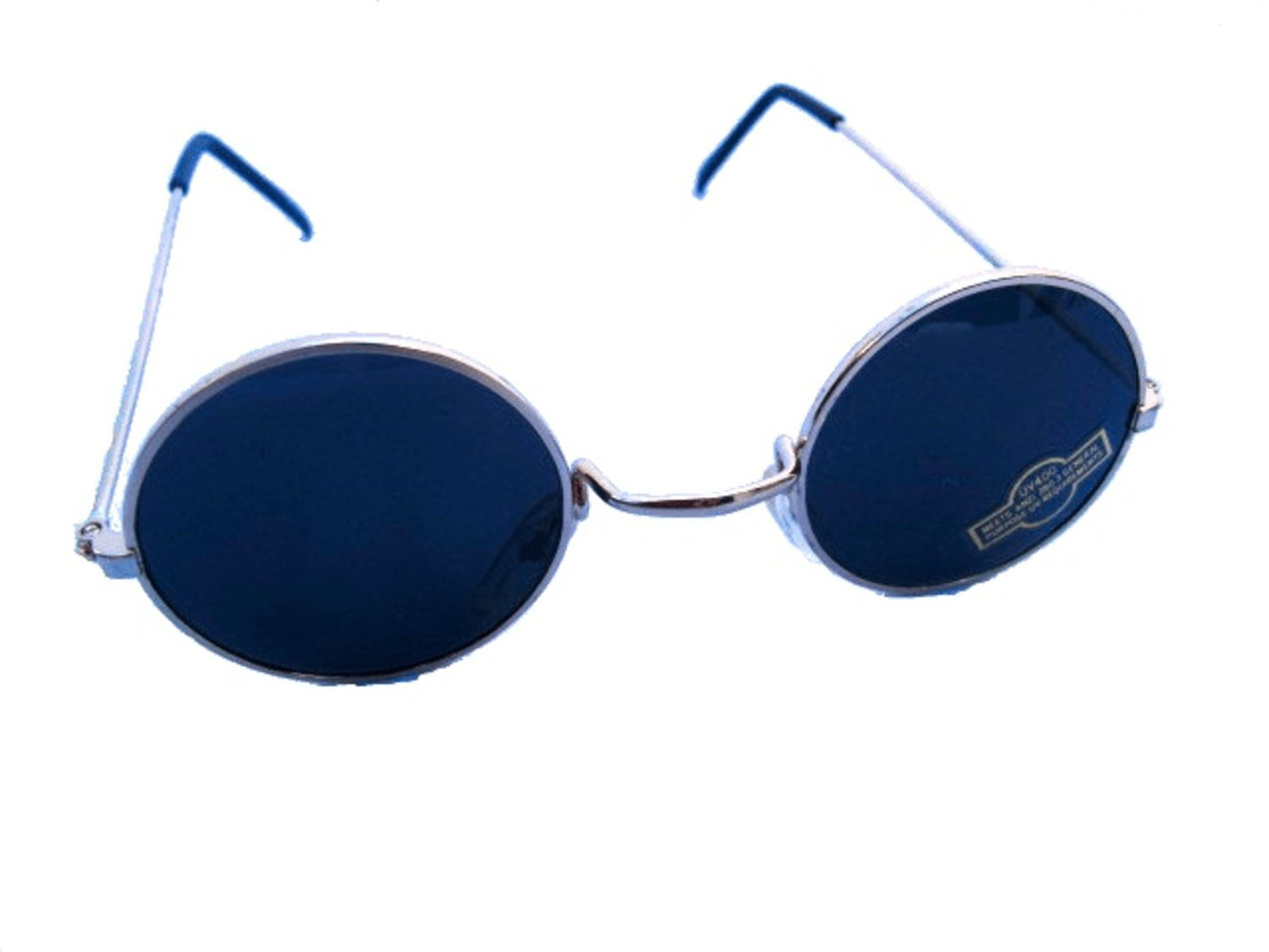 Classic round sunglasses - Dark with silver frames