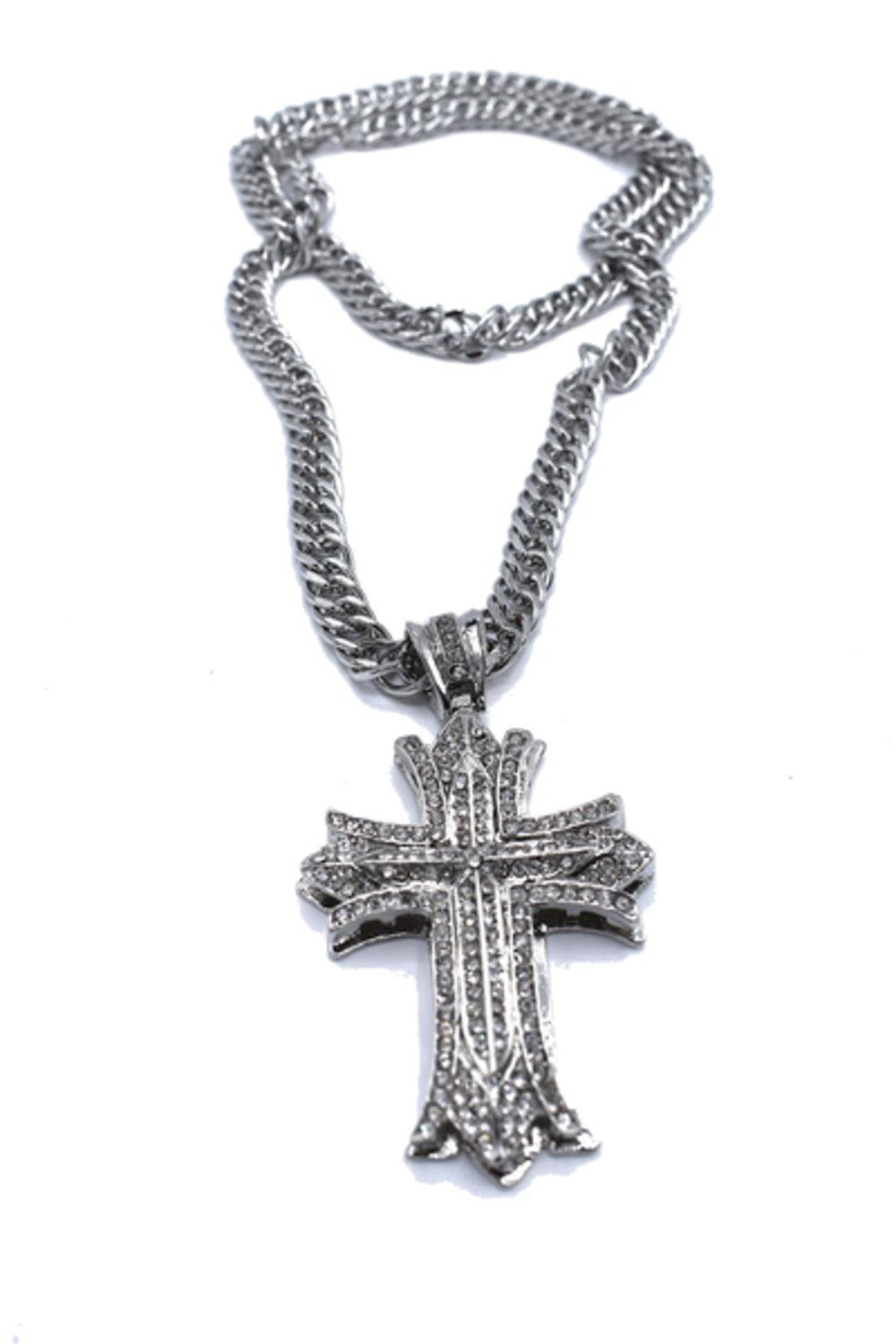 Cross necklace with white stones