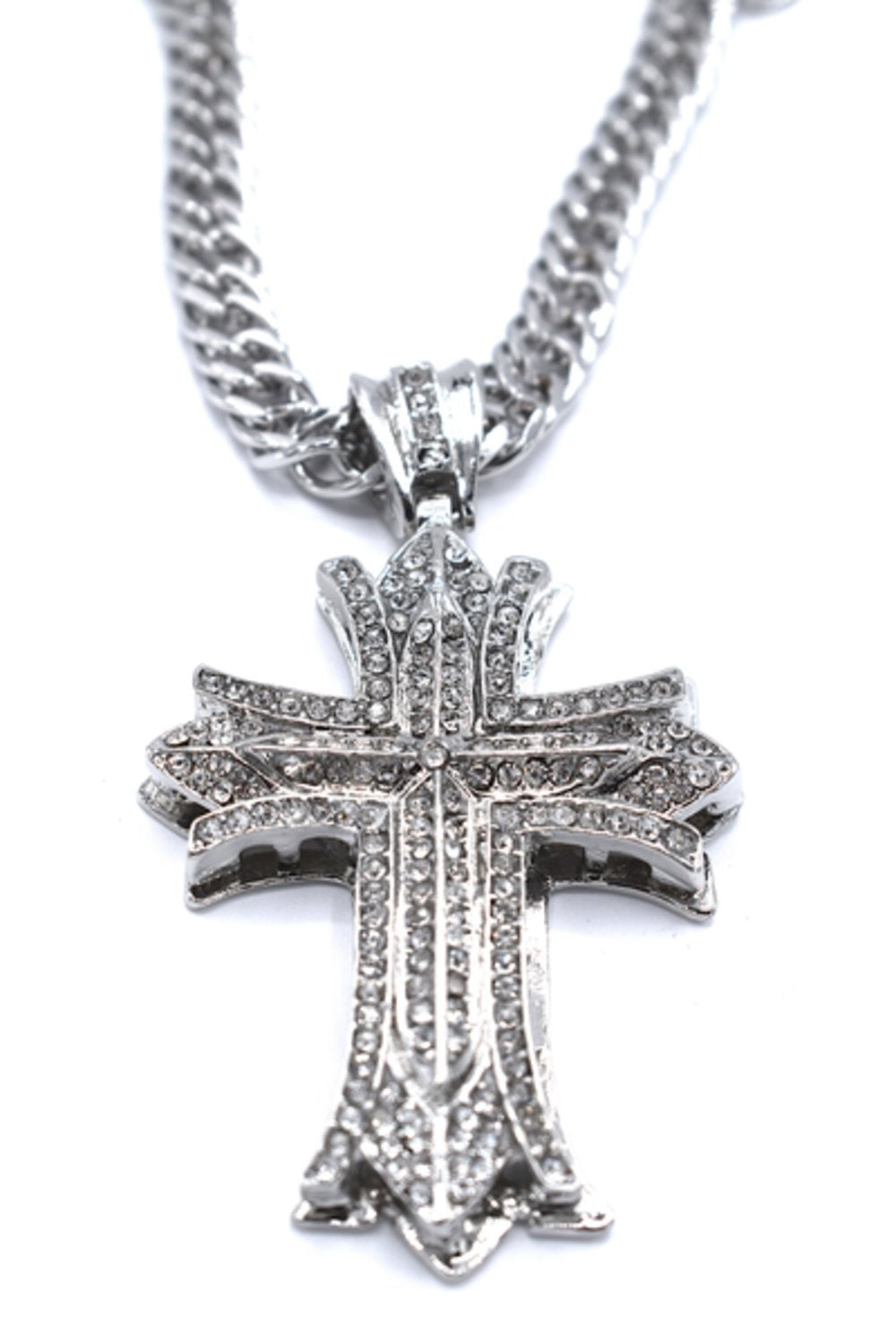 Cross necklace with white stones