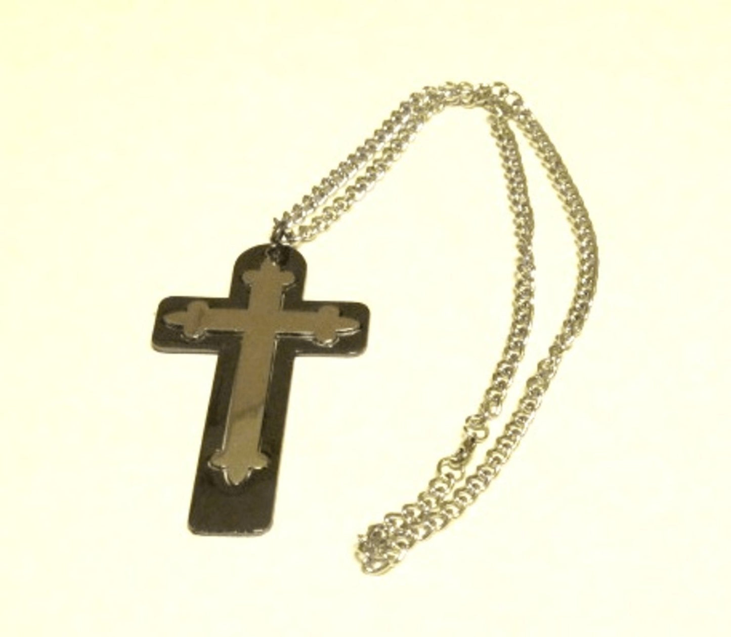 Cross necklace silver and black colored