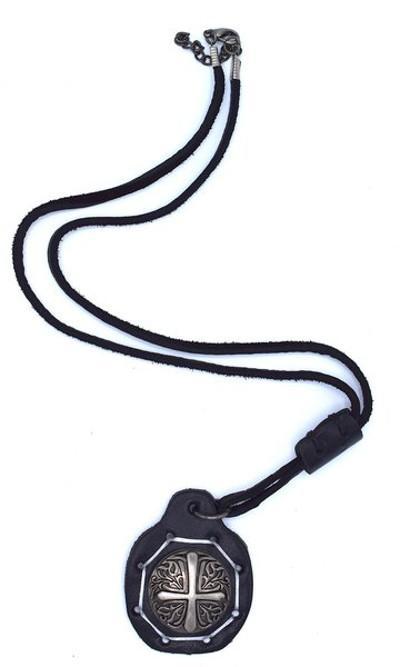 Leather necklace with cross