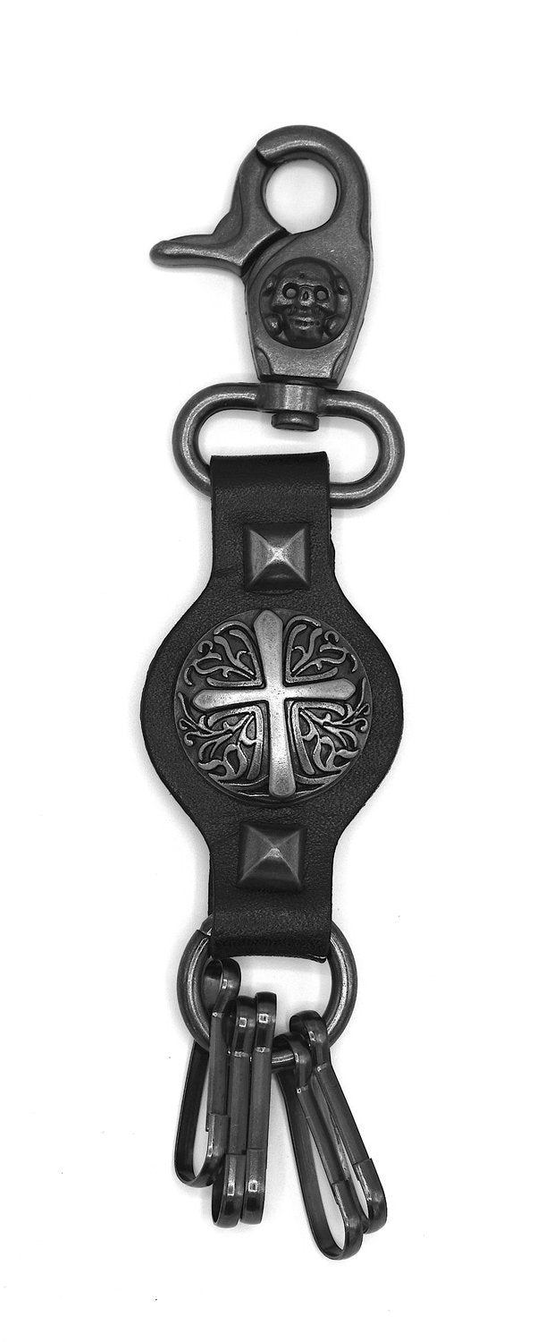 Leather key ring cross