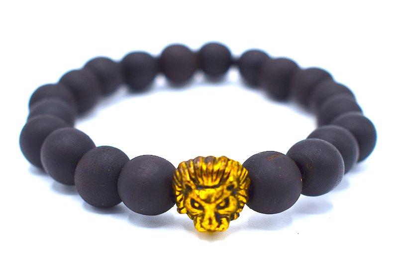 Lion pearl bracelet black - elastic