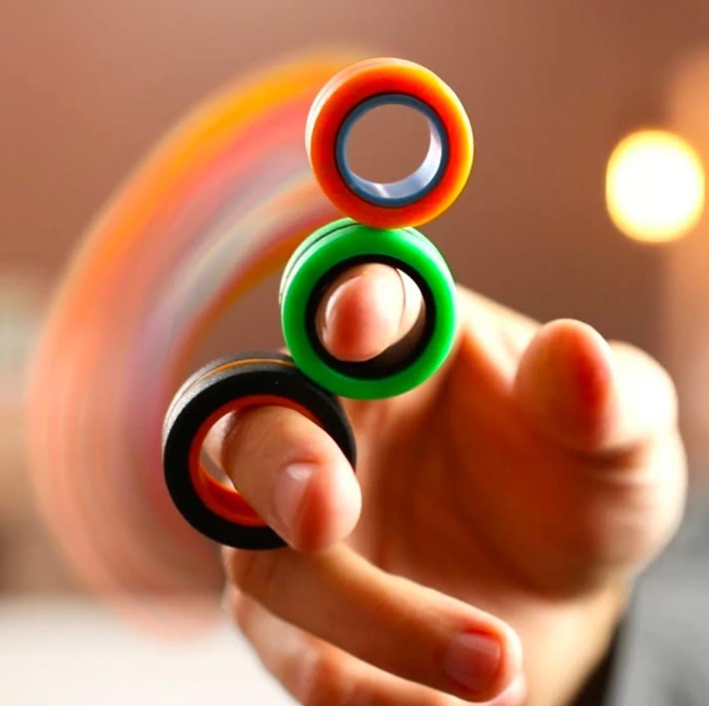 Magnetiska Ringar / Fidget Toys - Magnetkulor  - Anti stress Gul