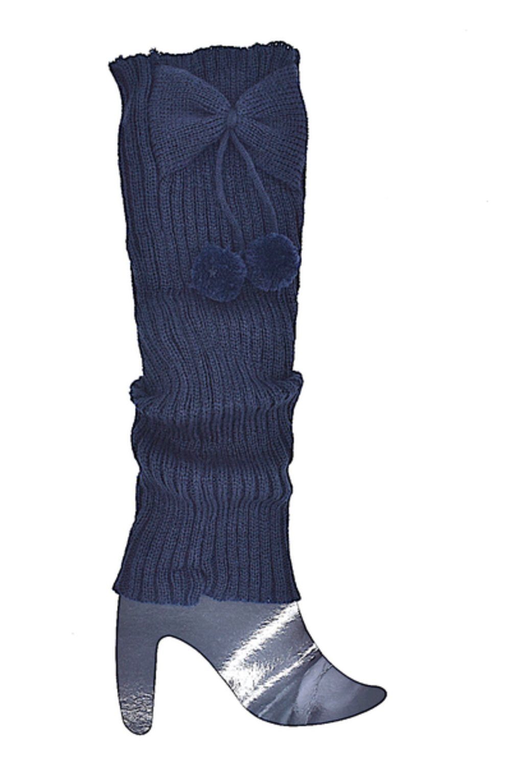 Dark blue leg warmers with bow