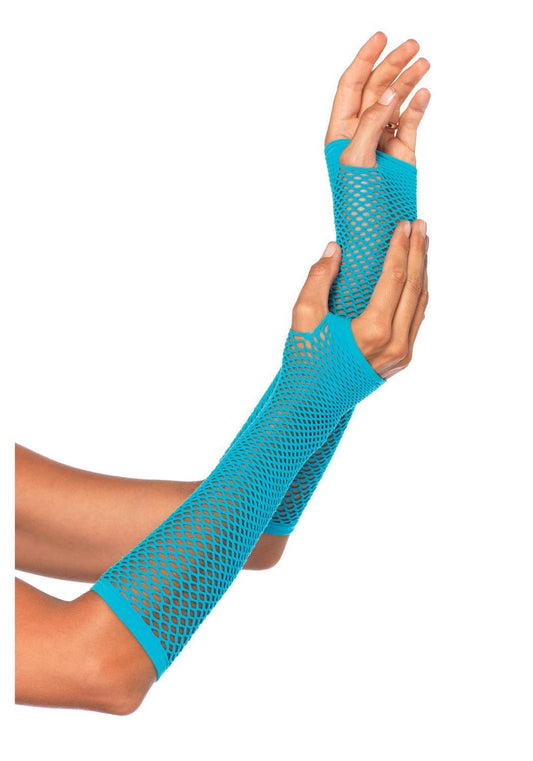 Fishnet gloves - Long turquoise color