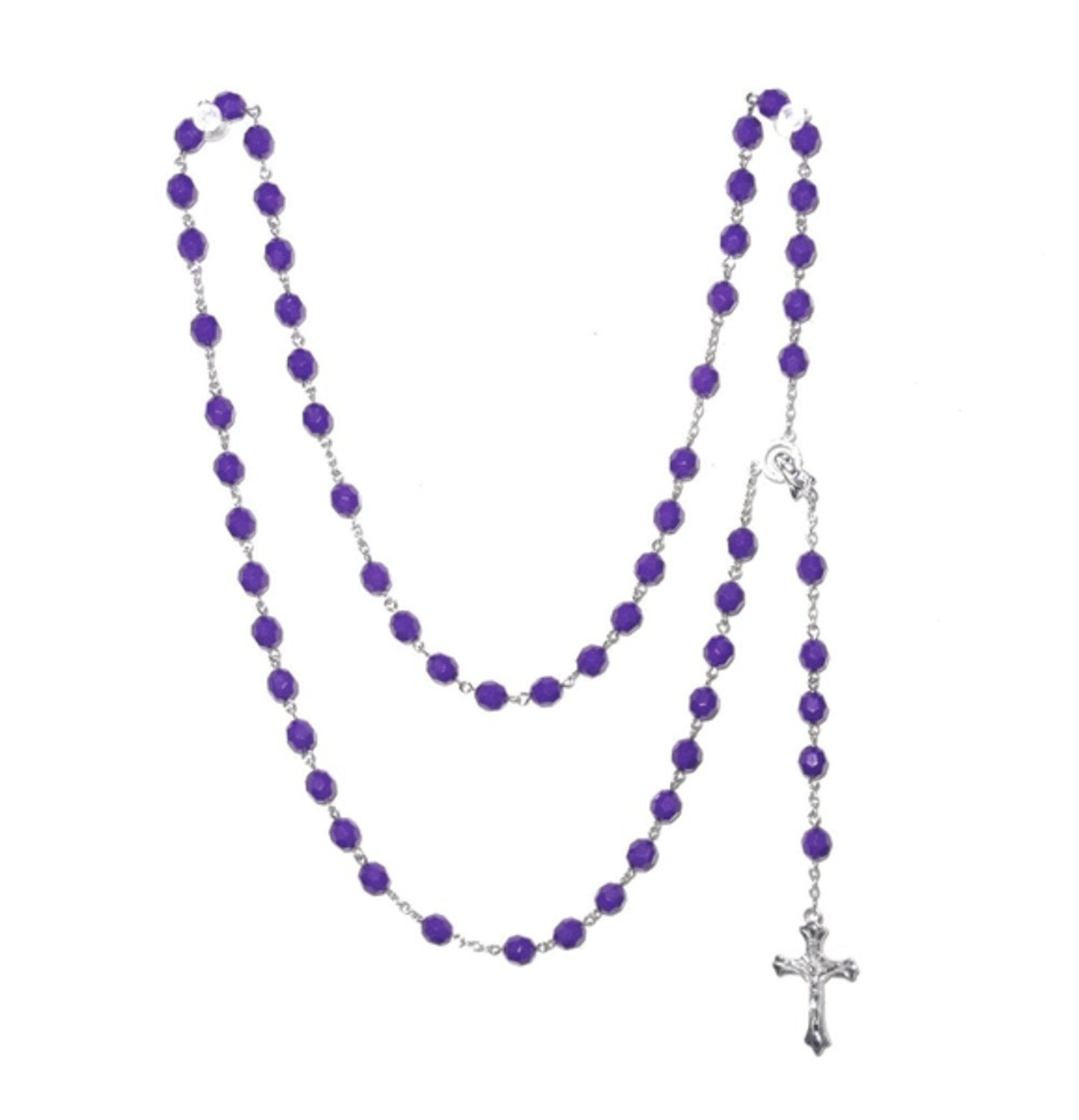 Rosary / Cross necklace Purple Pearls