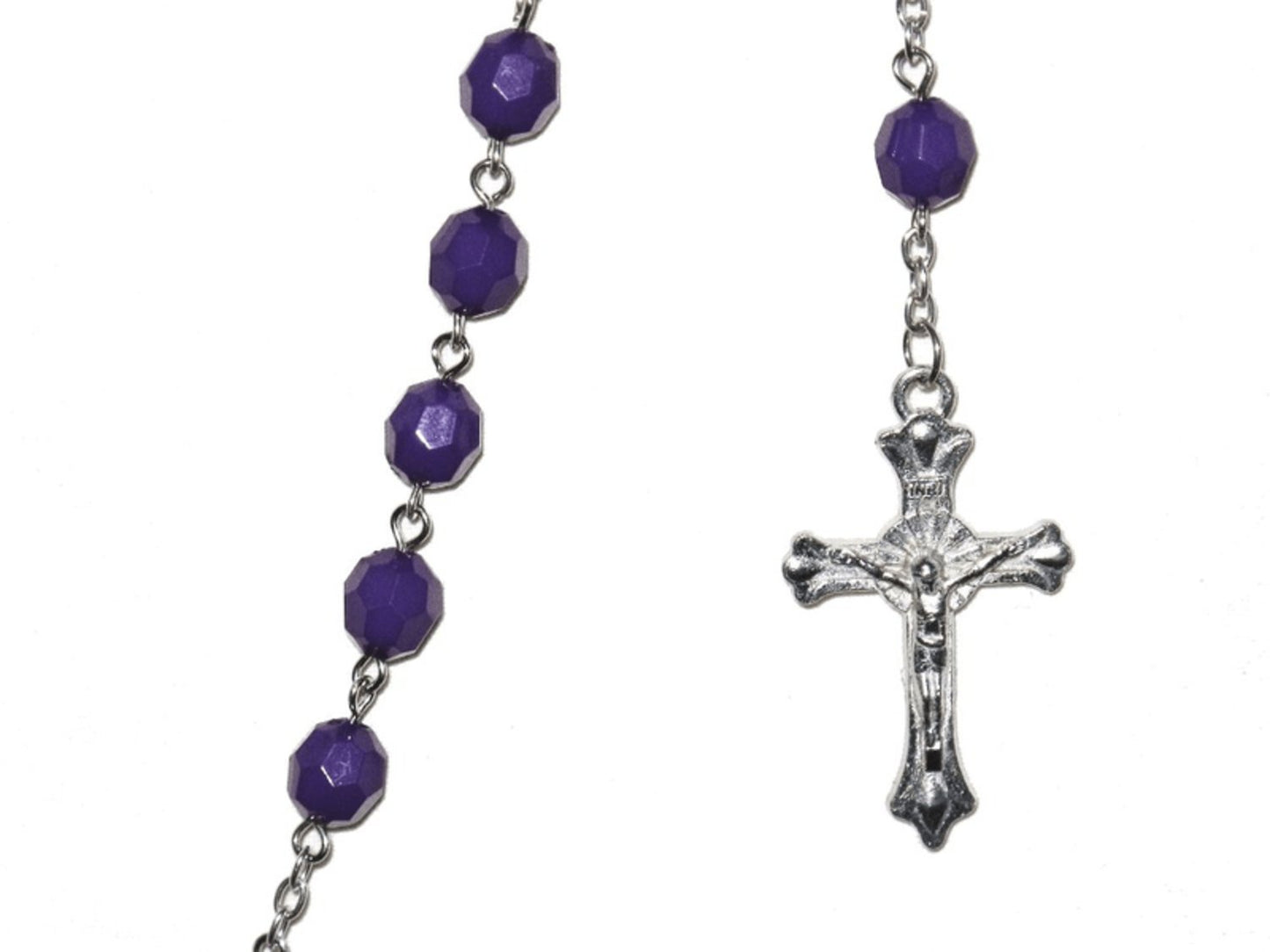 Rosary / Cross necklace Purple Pearls