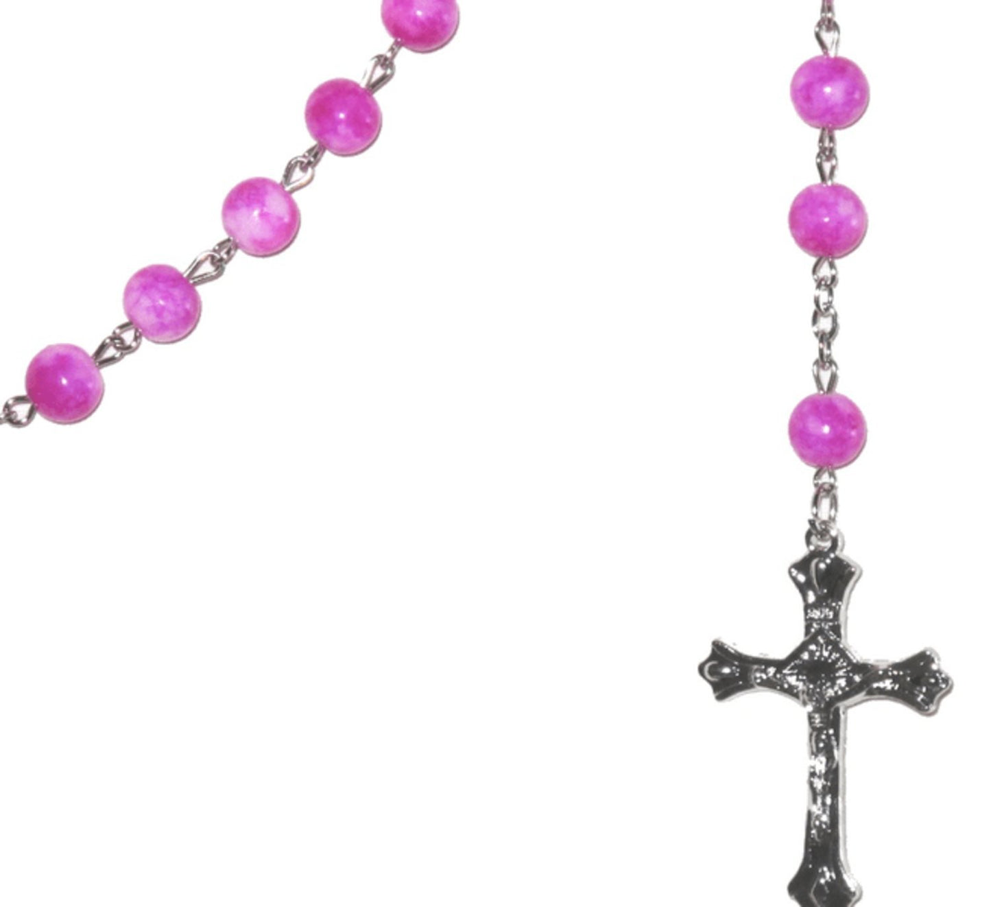 Rosary / Cross necklace Pink Pearls