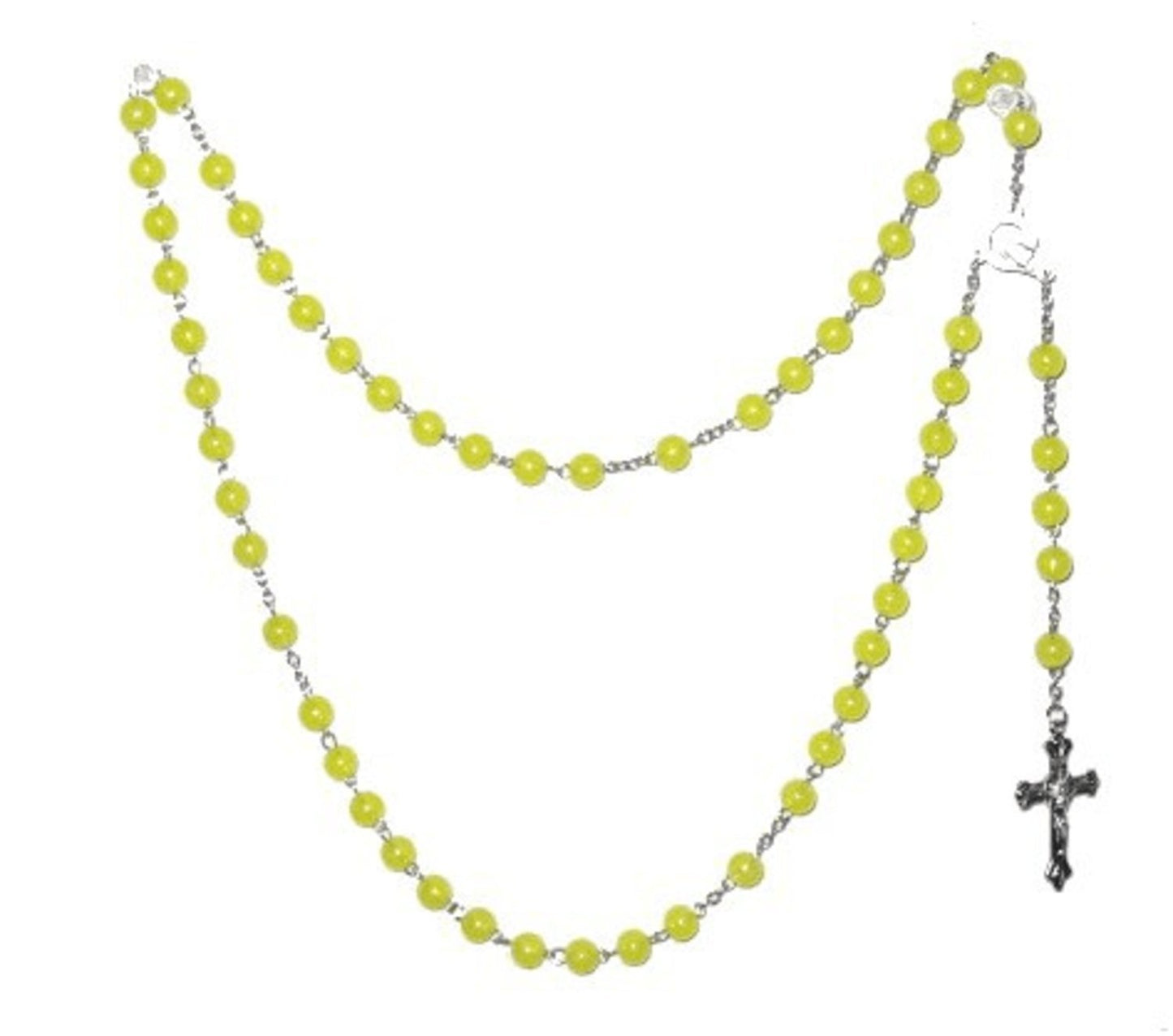 Rosary / Cross necklace yellow beads