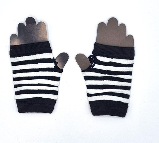 Striped fingerless mittens