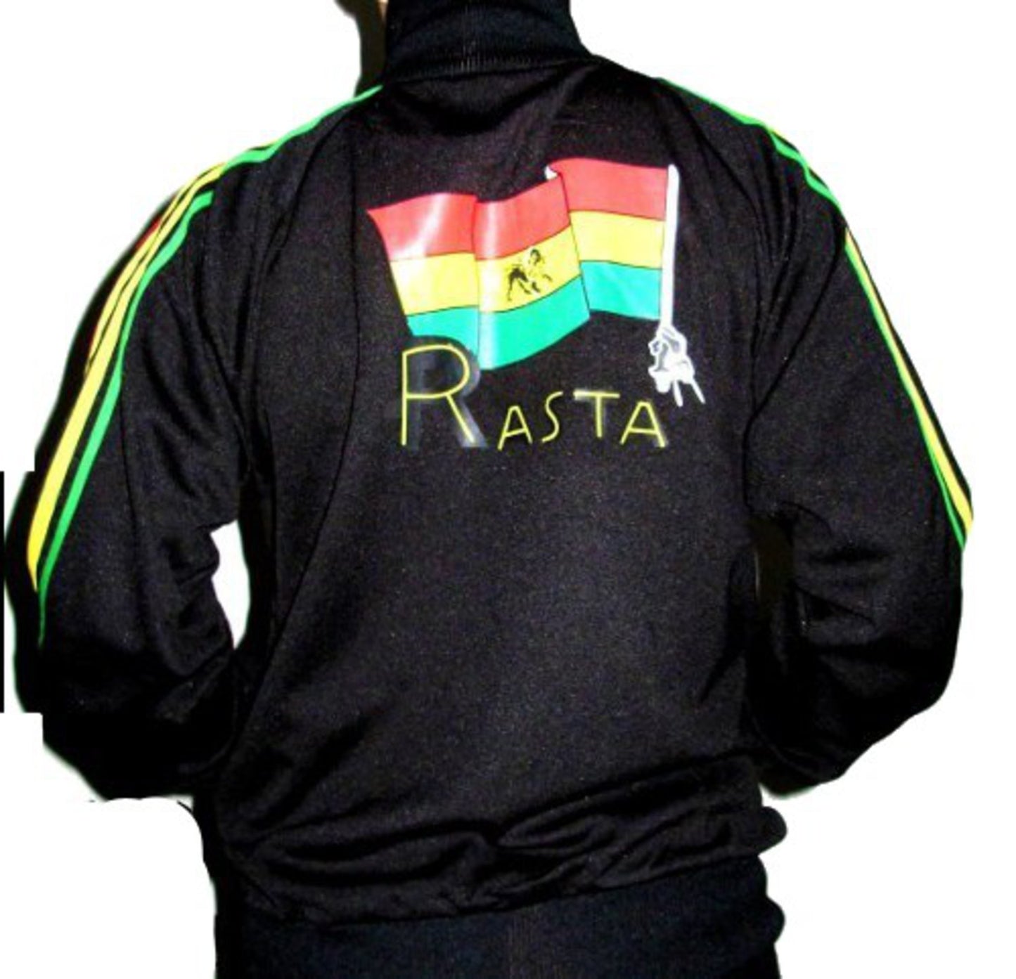 Rasta shirt Zipper - Black with Rasta print