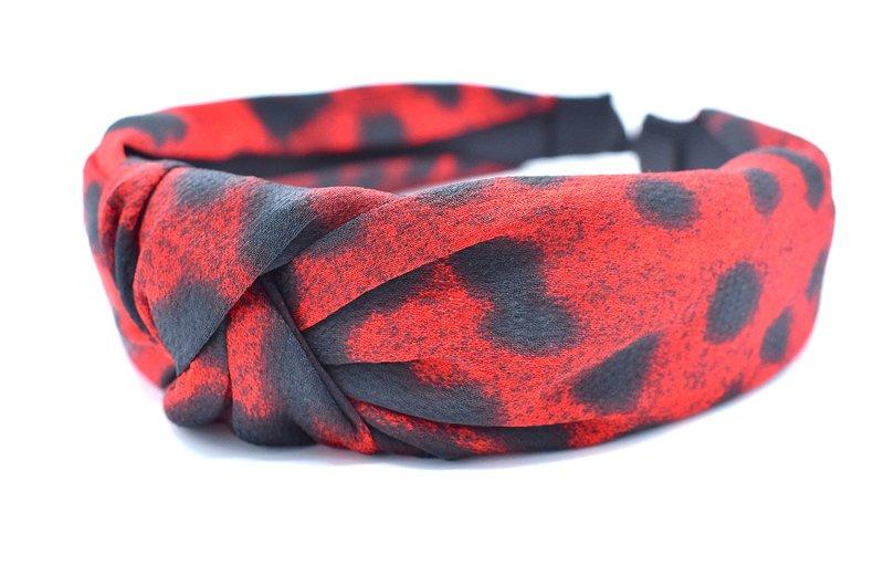 Red Leopard Diadem - Fabric Covered