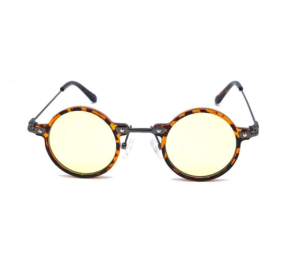 Round sunglasses Rage - leopard frame with yellow lenses