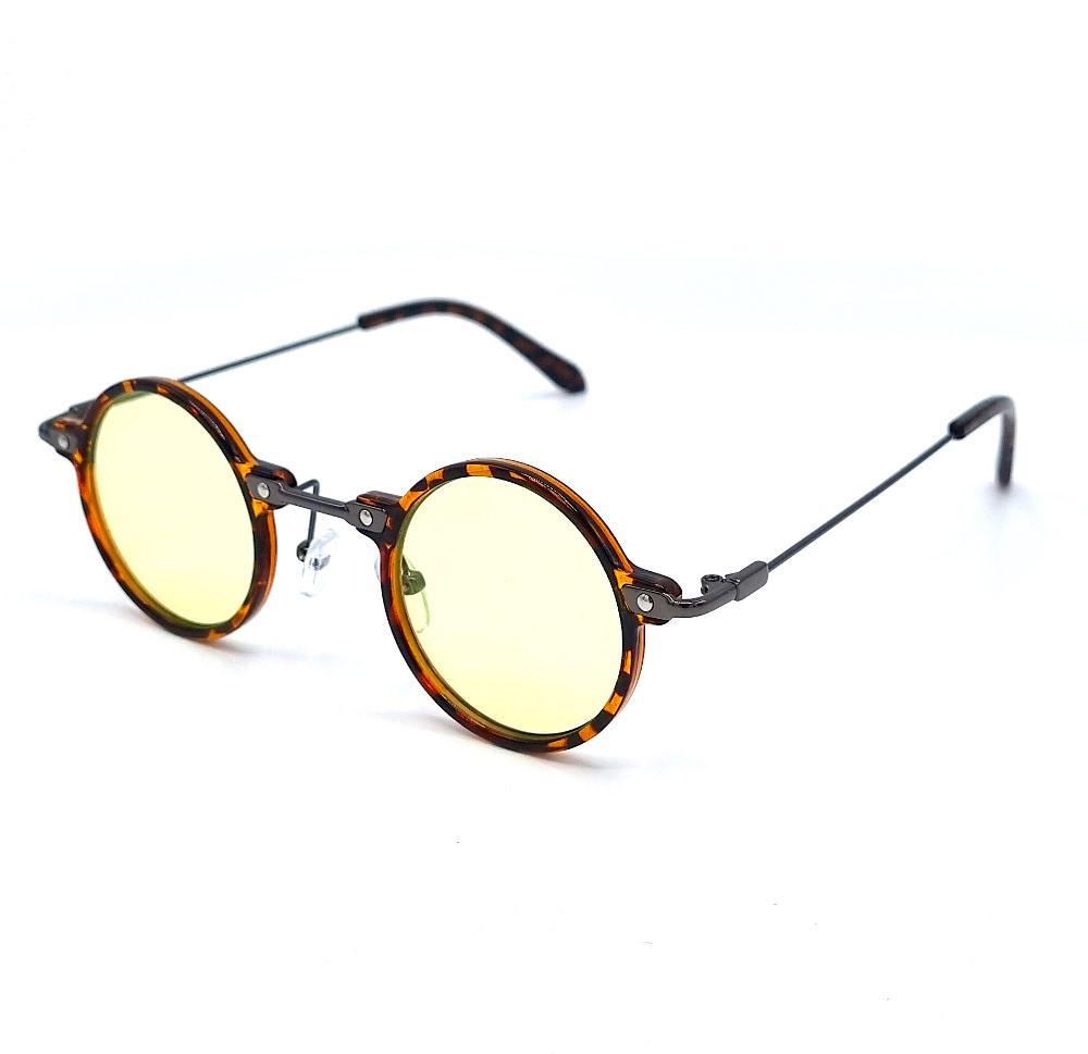 Round sunglasses Rage - leopard frame with yellow lenses