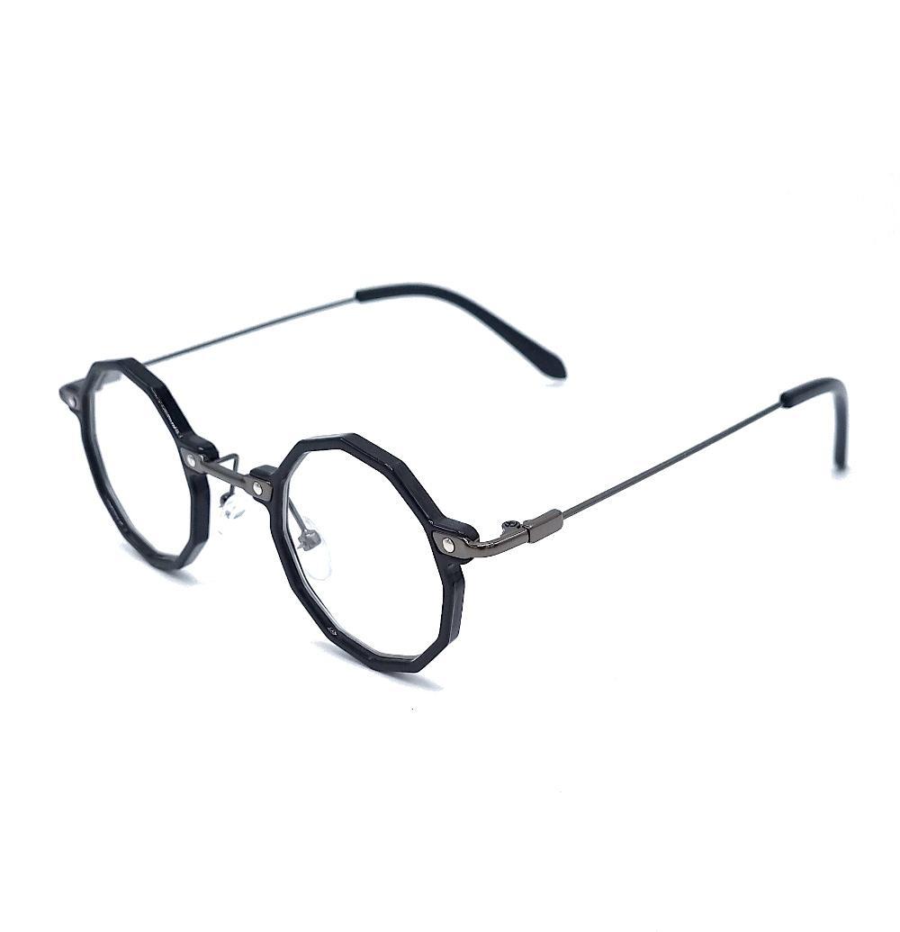 Round sunglasses - black frames with transparent lenses