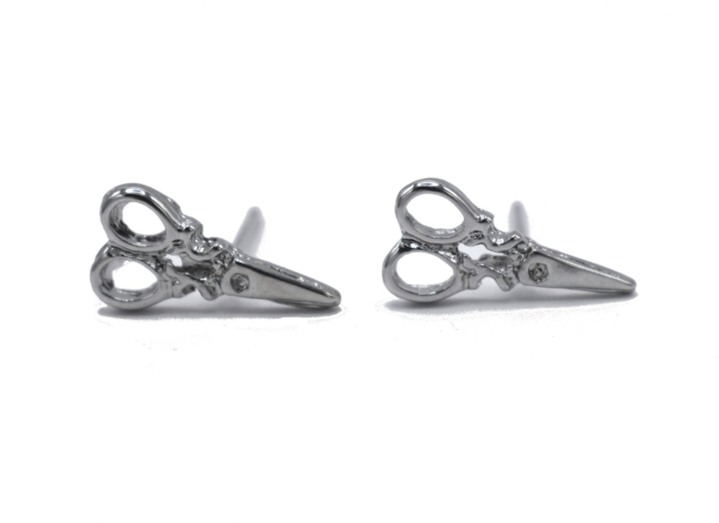 Silver colored scissor earrings