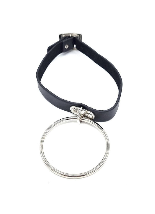 Svart halsband med stort ring - Bondage