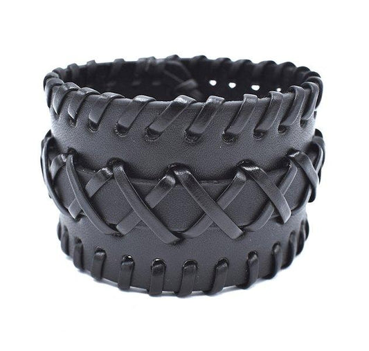 Svart läderarmband mönster