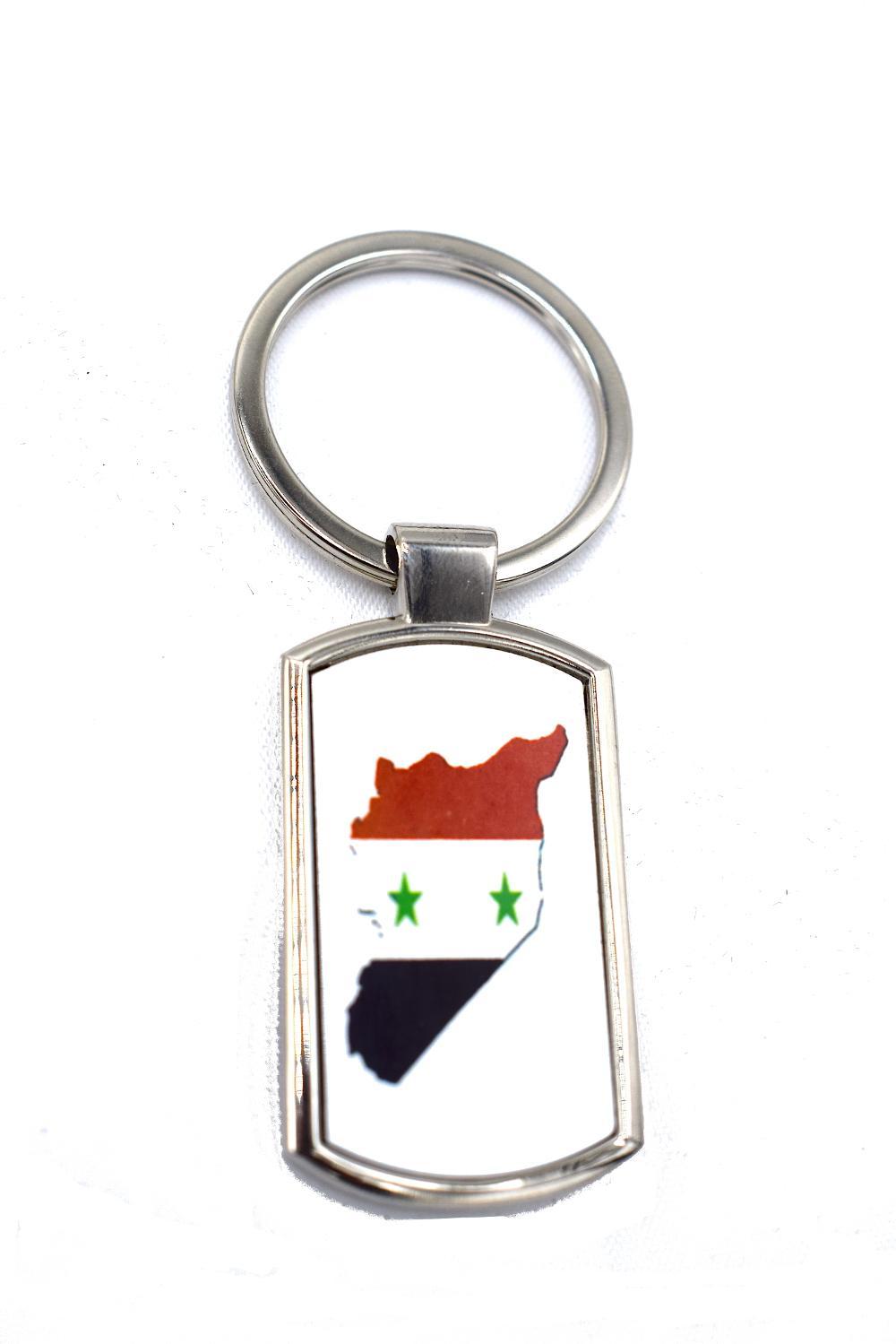 Syria Map Flag Keychain