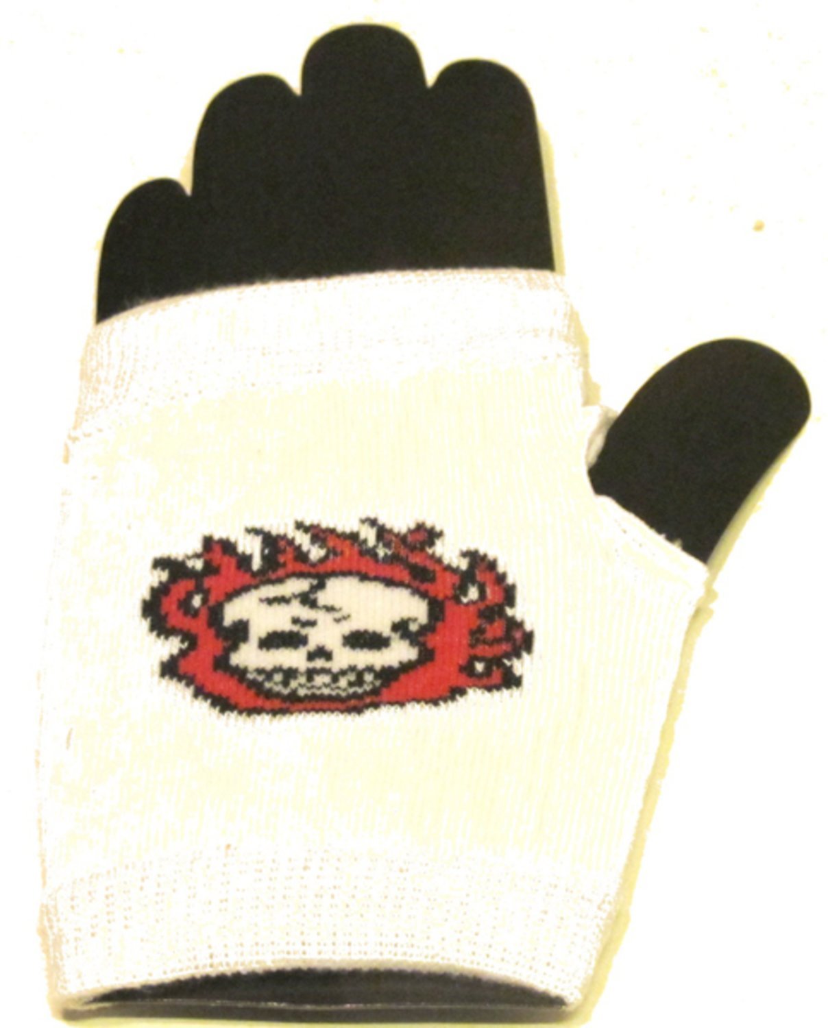 White fingerless gloves skull